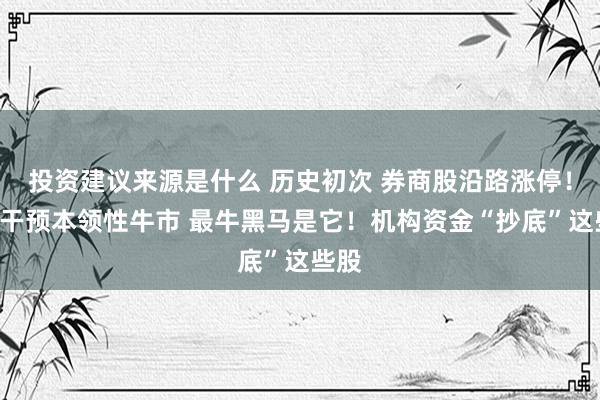 投资建议来源是什么 历史初次 券商股沿路涨停！A股干预本领性牛市 最牛黑马是它！机构资金“抄底”这些股