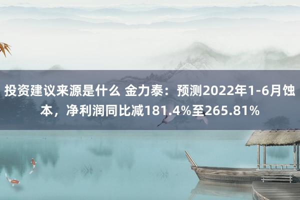 投资建议来源是什么 金力泰：预测2022年1-6月蚀本，净利润同比减181.4%至265.81%