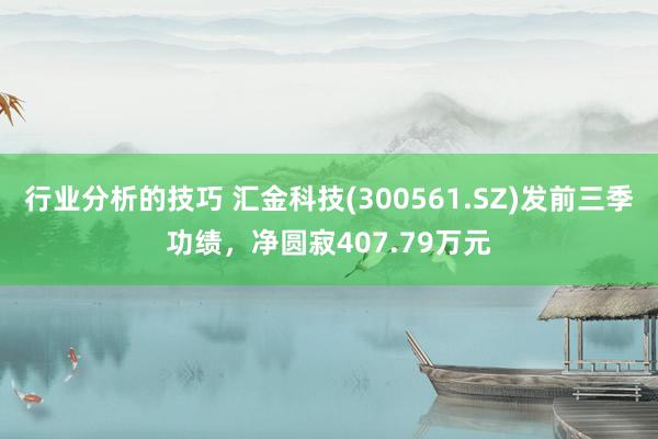 行业分析的技巧 汇金科技(300561.SZ)发前三季功绩，净圆寂407.79万元