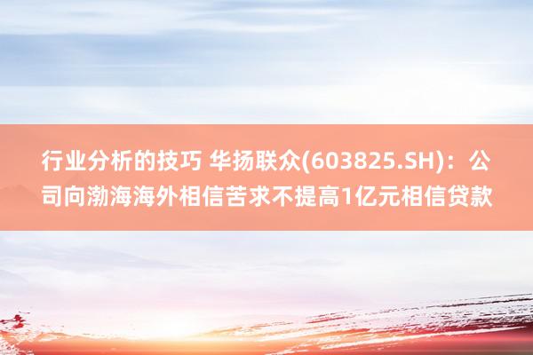 行业分析的技巧 华扬联众(603825.SH)：公司向渤海海外相信苦求不提高1亿元相信贷款