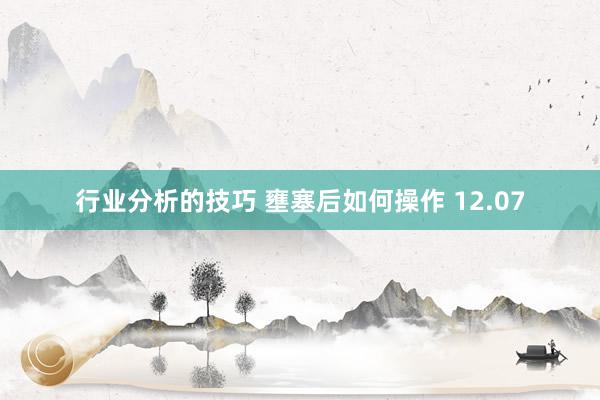 行业分析的技巧 壅塞后如何操作 12.07