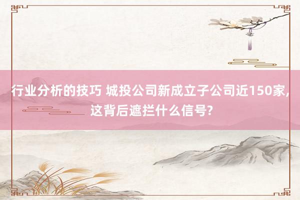 行业分析的技巧 城投公司新成立子公司近150家, 这背后遮拦什么信号?