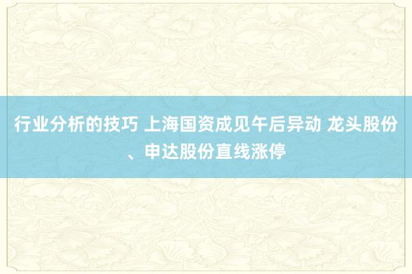 行业分析的技巧 上海国资成见午后异动 龙头股份、申达股份直线涨停