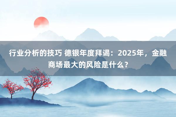 行业分析的技巧 德银年度拜谒：2025年，金融商场最大的风险是什么？