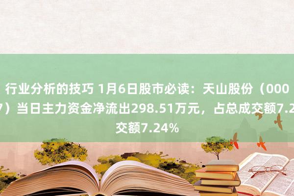 行业分析的技巧 1月6日股市必读：天山股份（000877）当日主力资金净流出298.51万元，占总成交额7.24%