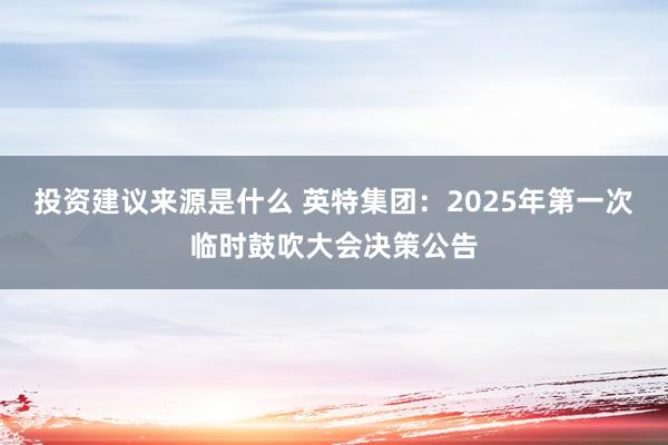 投资建议来源是什么 英特集团：2025年第一次临时鼓吹大会决策公告