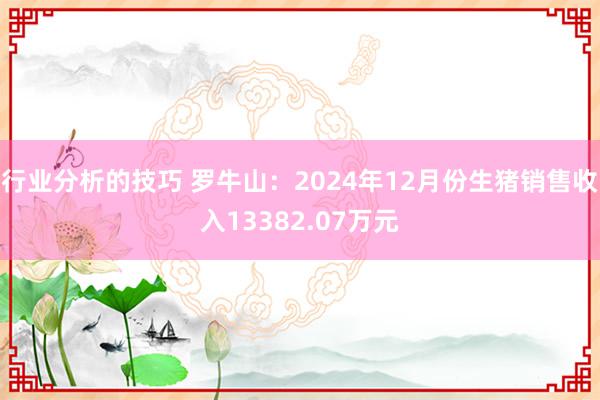 行业分析的技巧 罗牛山：2024年12月份生猪销售收入13382.07万元