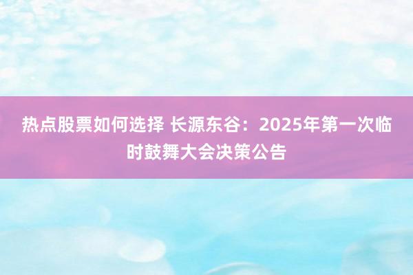 热点股票如何选择 长源东谷：2025年第一次临时鼓舞大会决策公告