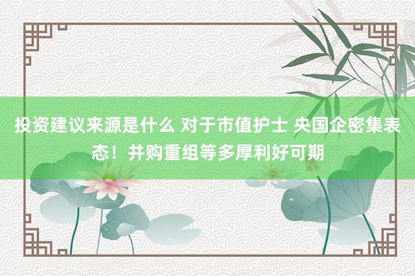 投资建议来源是什么 对于市值护士 央国企密集表态！并购重组等多厚利好可期