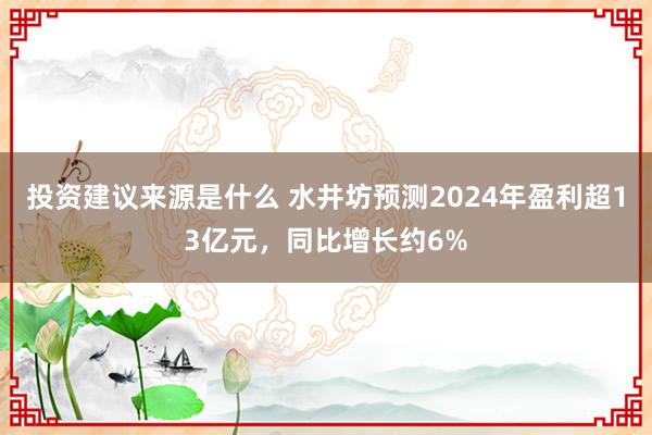 投资建议来源是什么 水井坊预测2024年盈利超13亿元，同比增长约6%