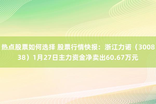 热点股票如何选择 股票行情快报：浙江力诺（300838）1月27日主力资金净卖出60.67万元