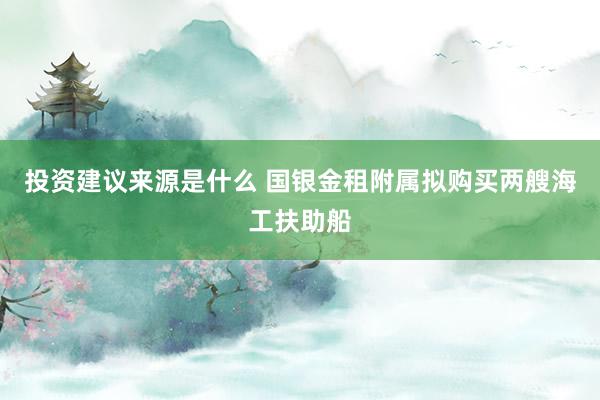 投资建议来源是什么 国银金租附属拟购买两艘海工扶助船