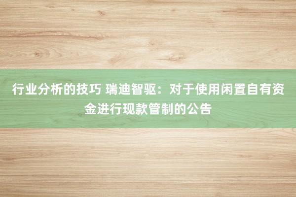 行业分析的技巧 瑞迪智驱：对于使用闲置自有资金进行现款管制的公告