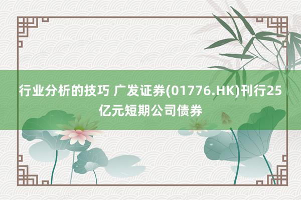 行业分析的技巧 广发证券(01776.HK)刊行25亿元短期公司债券