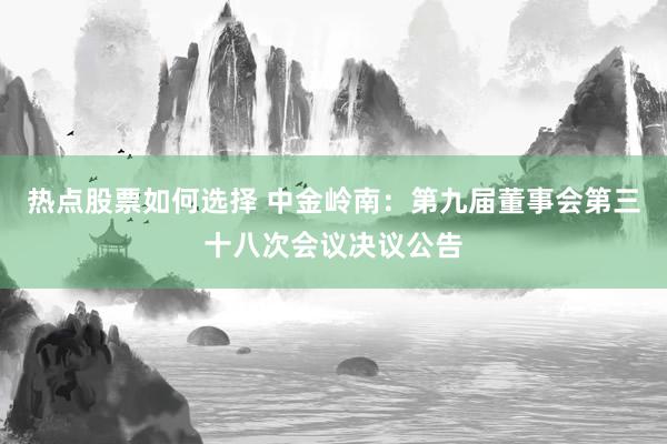 热点股票如何选择 中金岭南：第九届董事会第三十八次会议决议公告