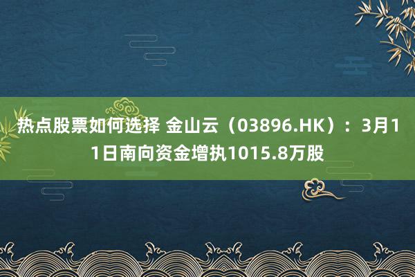 热点股票如何选择 金山云（03896.HK）：3月11日南向资金增执1015.8万股